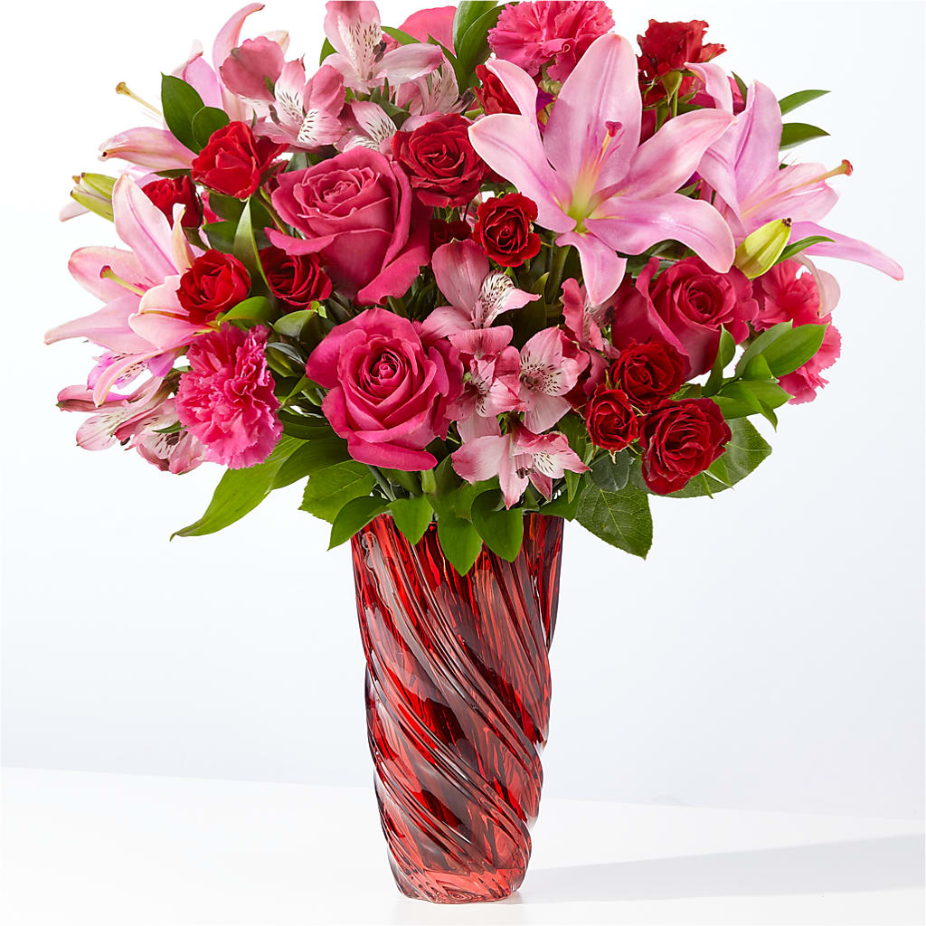In Love Bouquet with Luxe Swirl Vase – What A Flowers, Lawrenceville GA