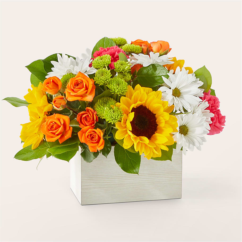 Sun-drenched Blooms Box Bouquet – What A Flowers, Lawrenceville GA