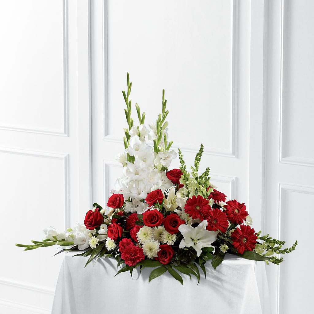 Crimson & White Arrangement – What A Flowers, Lawrenceville GA