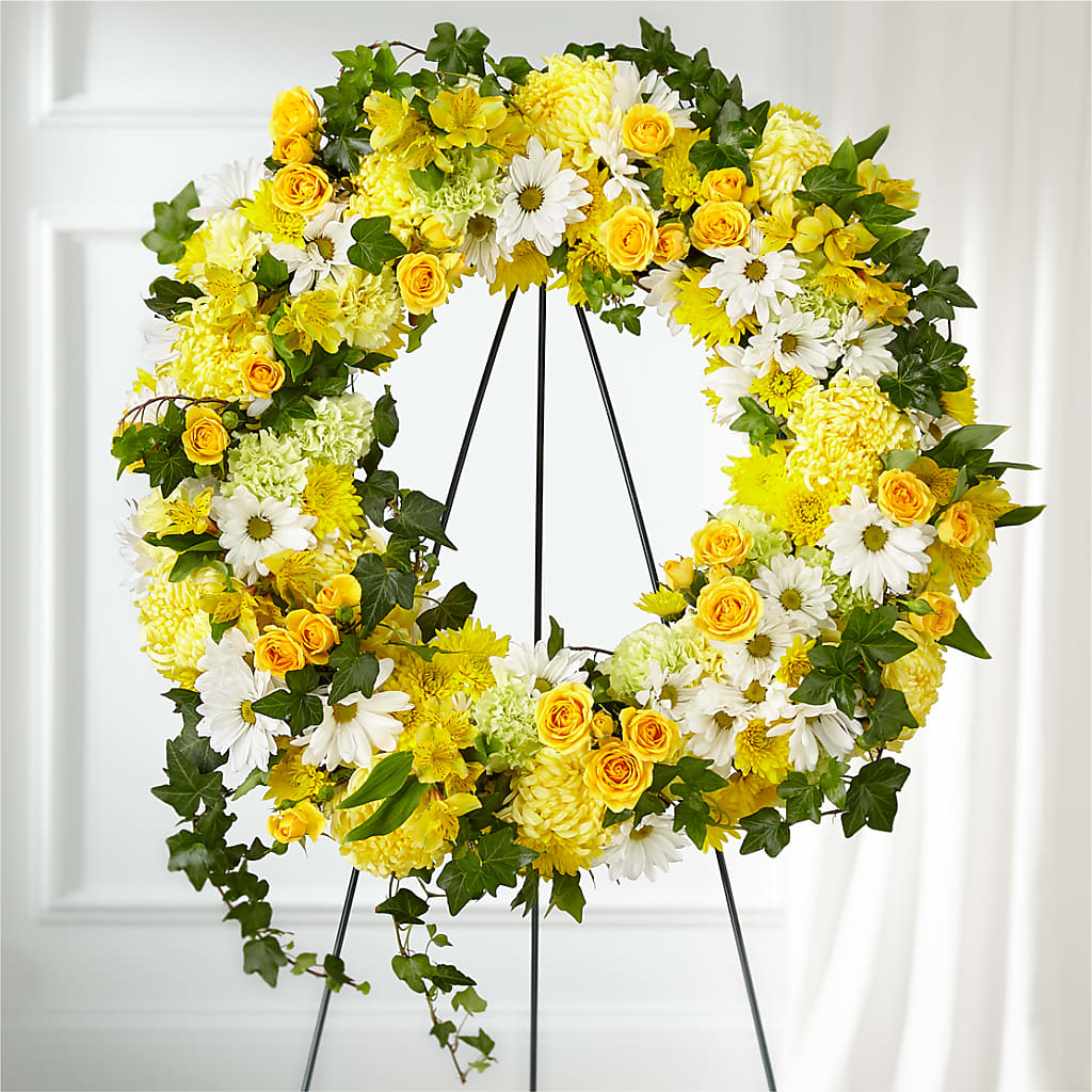 Golden Remembrance Wreath – What A Flowers, Lawrenceville GA