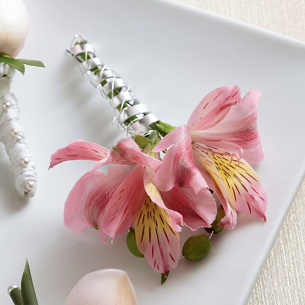 Pink Peruvian Lily Boutonniere – What A Flowers, Lawrenceville GA