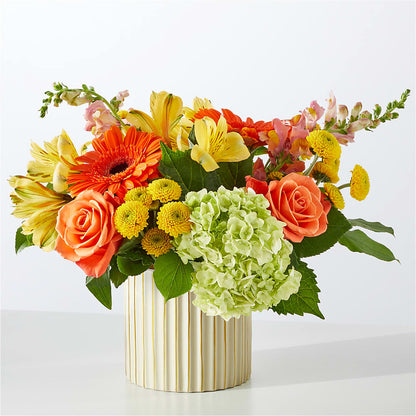 Autumn Sunshine Bouquet with Ivory Vase –  What A Flowers, Lawrenceville GA