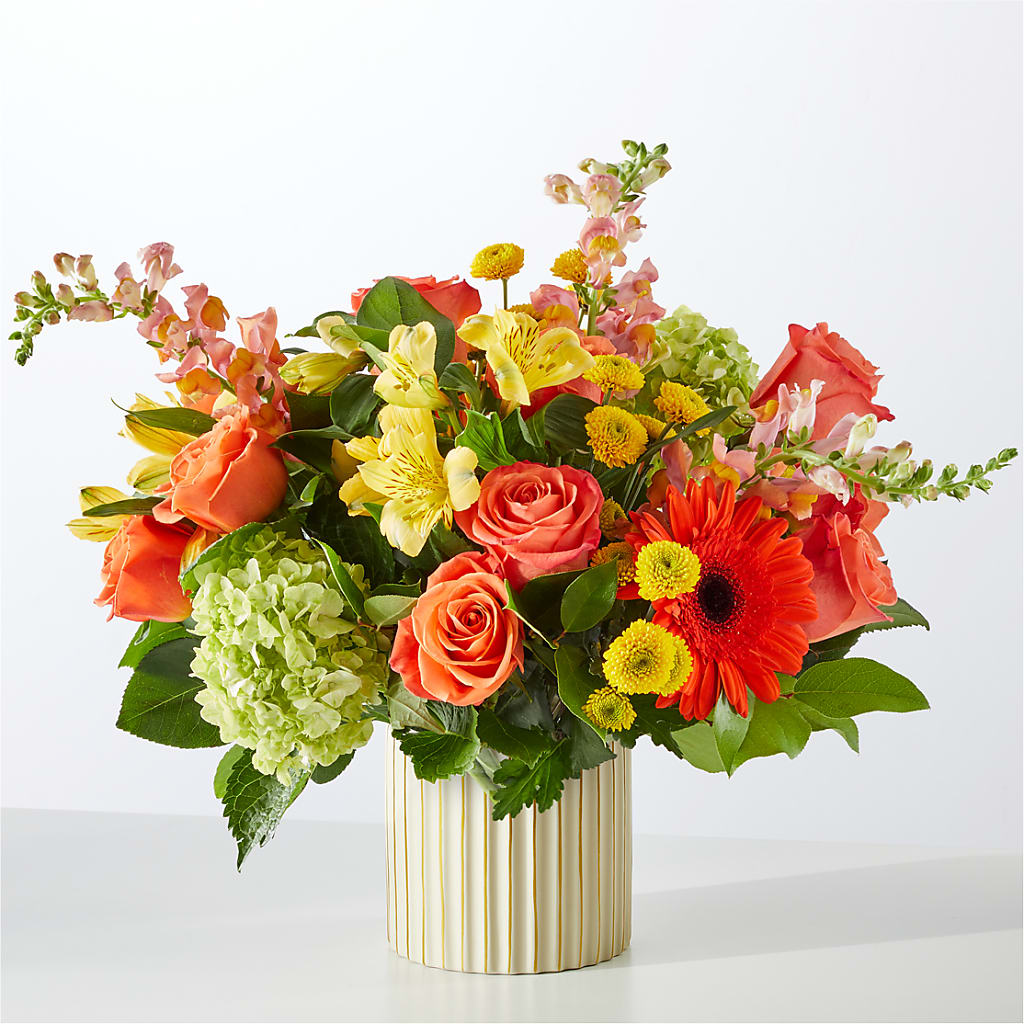 Autumn Sunshine Bouquet with Ivory Vase –  What A Flowers, Lawrenceville GA