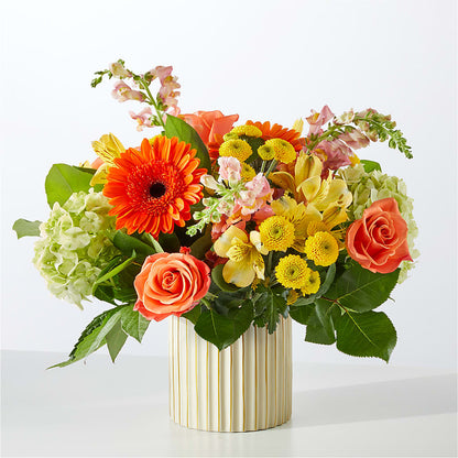 Autumn Sunshine Bouquet with Ivory Vase –  What A Flowers, Lawrenceville GA
