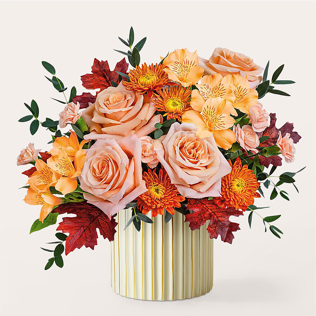 Spiced Latte Bouquet with Ivory Vase –  What A Flowers, Lawrenceville GA