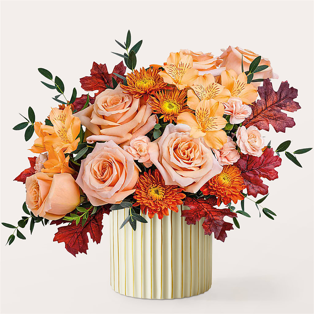 Spiced Latte Bouquet with Ivory Vase –  What A Flowers, Lawrenceville GA