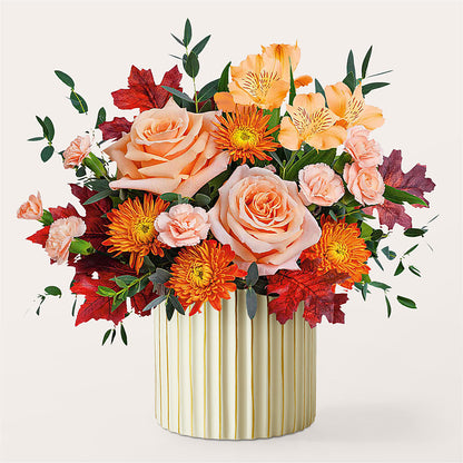 Spiced Latte Bouquet with Ivory Vase –  What A Flowers, Lawrenceville GA